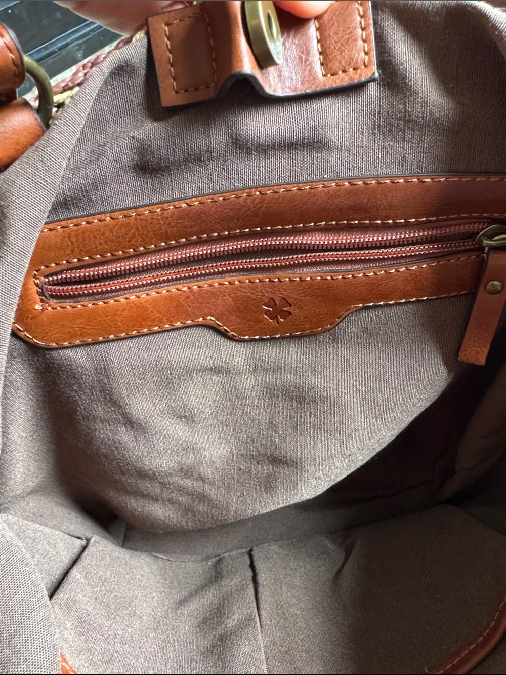 Lucky Brand Woven Straw Tote in Brown and Tan with Leather Straps - Picture 5 of 8